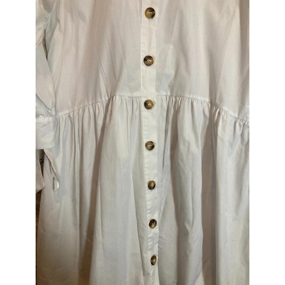 Asos Dress Womens 0 White Full Burton Up Tie‎ Sleeve Cottage Cotton Prairie - Picture 7 of 14